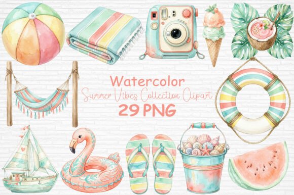 Download Watercolor Summer Vibes Clipart PNG - Summer vibes clipart Collection