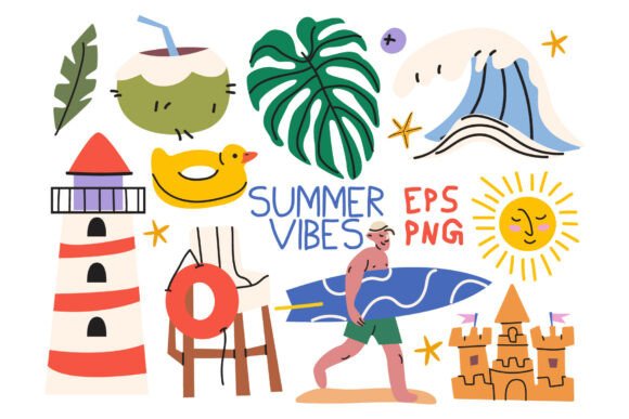 Download Summer Vibes Clipart. Beach Life Set - Premium Resources